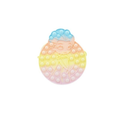 Jucarie antistres din silicon, Cyrax, Pop It Now and Flip It, Geanta de umar, Mica printesa, 16 cm, Macarons
