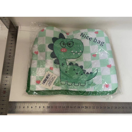 Geanta Termoizolanta pentru Copii, Cyrax, 23x13x19 cm, Model Imprimeu Dinozaur, din Folie de Aluminiu si Panza Oxford, Verde