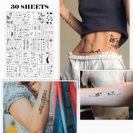 Set 30 Tatuaje Temporare, Cyrax, pe Baza de Apa, Model 5, Negru