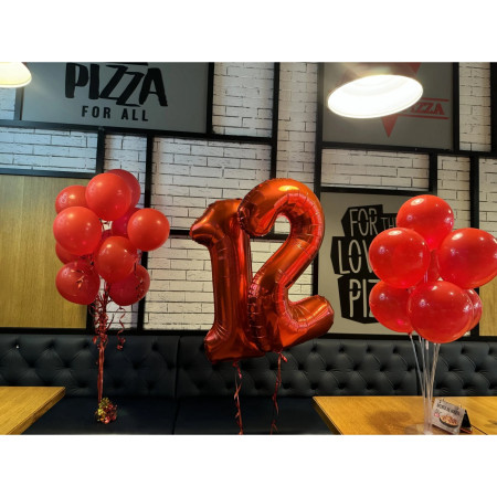 Balon din Folie Metalizata Cyrax, Figurina Cifra, Tema Aniversare 80 cm, Ambalaj Individual, Pai inclus, Umflare cu Aer sau Heliu, Rosu, Cifra 2