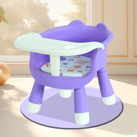 Scaun de Masa pentru Copii, Cyrax, 2 in 1, Tavita Detasabila, Spatar Ergonomic, +6 Luni, Inaltime 36 cm, Mov