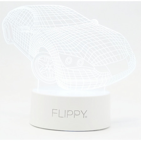 Lampa LED decorativa,  3D, Masina Sport, doua moduri de alimentare USB si baterii, 20 cm inaltime, din material acril si lumina multicolora, alb