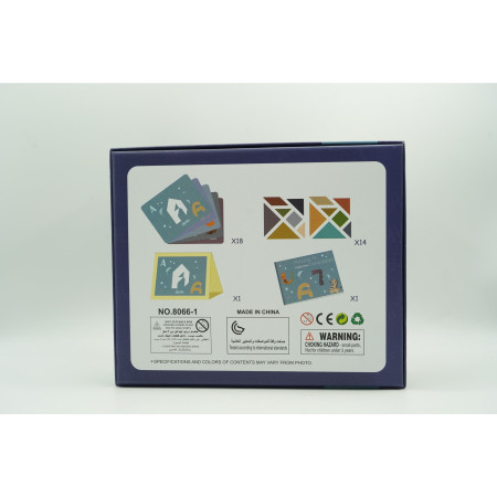 Cyrax Joc Magnetic Tangram, tabla si forme diverse magnetice, 34 de piese, pentru copii, +3 ani, multicolor