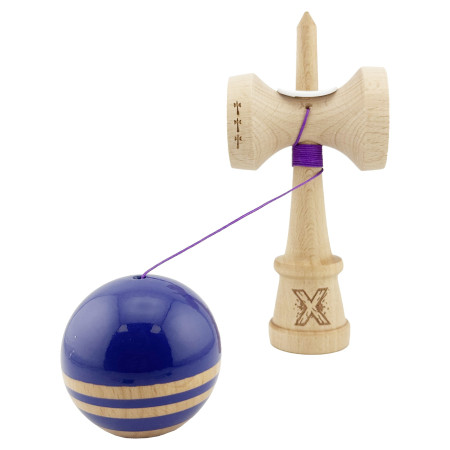 Kendama X Originala RAINBOW, Profesionala, Cyrax, Cupe Mari KING SIZE V3, Super Sticky, Gaura in Baza, Rulment Metalic, din lemn 18 cm, Ata 55 cm, Violet/Maro