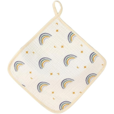 Prosop Absorbant, Cyrax, din Bumbac, 25 x 25 cm, Model Curcubeu, cu Agatatoare, Bej