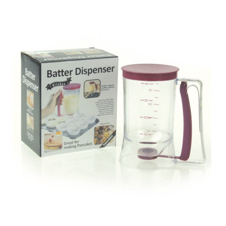 Dispenser de aluat pentru prajituri Cyrax, Batter Dispenser, din plastic, maner cu arc, 900 ml, usor de manipulat si utilizat, Mov