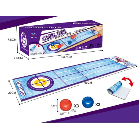 Joc Interactiv, Cyrax, Covor de Curling 90 x 20 cm, 1-4 Jucatori, +5 Ani, 6 Mingi Incluse, Albastru