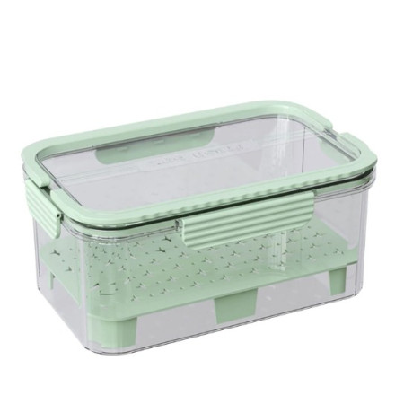 Cutie pentru Depozitare Alimente, Cyrax, de Uz Casnic, 2 Compartimente, Zona pentru Gheata, Mentinere Fresh, cu Maner, Material PET, 23x15x10.8 cm, Verde