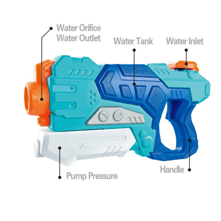 Pistol cu Apa pentru Copii, Rezervor, Pentru Piscina/Plaja, Cyrax, 6ani+,  Albastru, 500ML