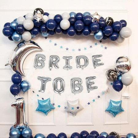 Set Baloane din Folie Metalizata, Cyrax, Model Bride to Be, Litere de 40 cm, Baloane Party, Ambalaj Individual, Pai Inclus, Umflare cu Aer sau Heliu, Argintiu