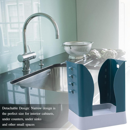 Cos de Gunoi Extensibil,  din Plastic, Reglabil, Pliabil, Versatil, pentru Bucatarie, Baie sau Birou, Cos Universal, 21x25x17 cm, Albastru Gri