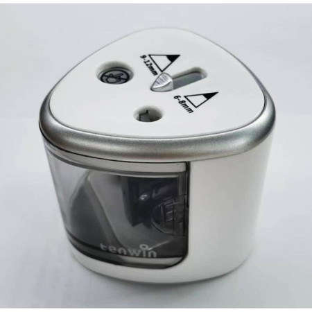 Ascutitoare Electrica cu 2 Gauri,  Gri, Baterii 4 x AA (neincluse), 7.5 x 7.5 x 7.5 cm, Gri