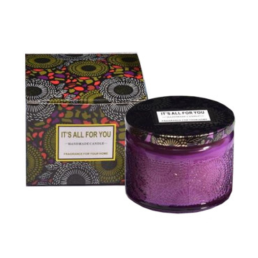 Lumanare Parfumata,  Model Borcan, Mov, Aroma de Ceai Alb