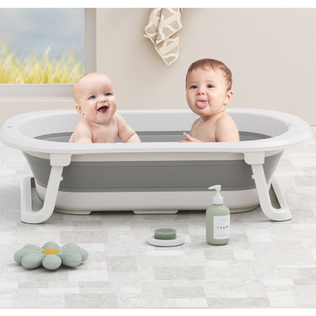 Cada de Baie Pliabila, Cyrax, cu Suport, Indicator de Temperatura, 0-8 Ani, din PP+TPR, 45 l Capacitate, 80 x 50 x 23 cm, Gri