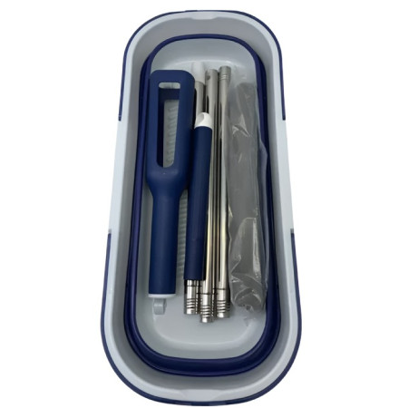 Set Mop Telescopic cu Galeata Pliabila,  Albastru, 32 cm, Maner Reglabil 140 cm, Sistem de Stoarcere Eficient