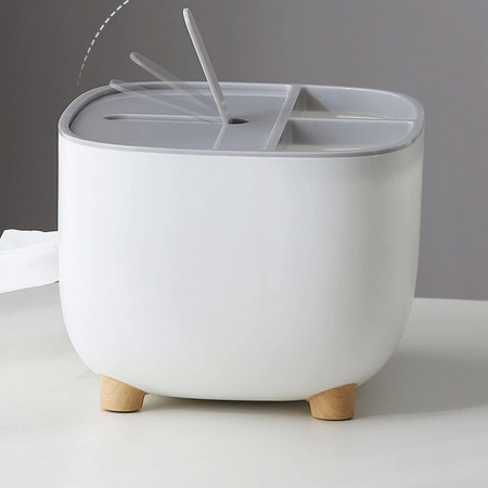 Suport pentru Servetele,  Cutie Multifunctionala, Design Minimalist, ABS, cu Suport pentru Obiectele Personale, pentru Birou, 21x12x12 cm, Gri