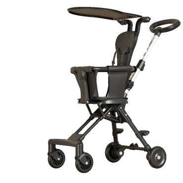 Carucior Pliabil, Cyrax, 1-3 Ani, Reversibil, 4 Roti, Parasolar, din Aliaj de Aluminiu + Plastic + Textil, 52 x 42 x 90 cm, Negru