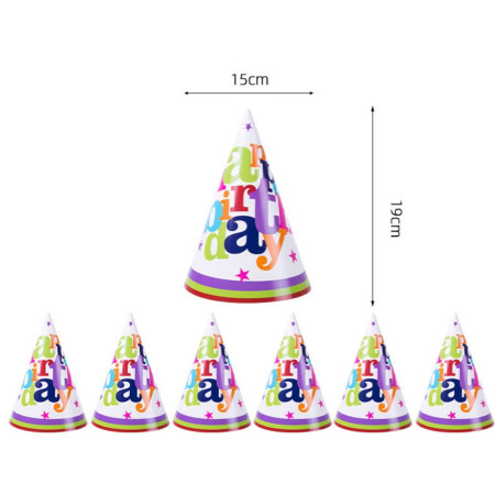 Set 6 Coifuri Happy Birthday, Cyrax, pentru Petrecere, Tematica Aniversare, 19x15 cm, Multicolor