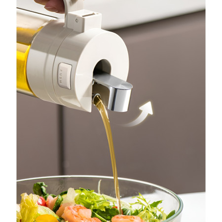 Dispenser pentru Ulei, Cyrax, Deschidere si Inchidere Automata a Rezervorul, cu Inductie Gravitationala, 550 ml, 12x7.6x20.5 cm, Alb