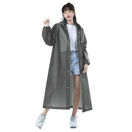 Pelerina de Ploaie,  pentru Adulti 150-180 cm, din EVA, Impermeabila, Rezistenta la Vant, Inchidere cu Capse, 140 g, Gri