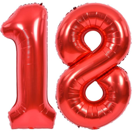 Balon din Folie Metalizata Cyrax, Figurina Cifra, Tema Aniversare 100 cm, Ambalaj Individual, Pai inclus, Umflare cu Aer sau Heliu, Rosu, Cifra 8