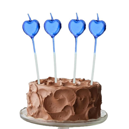 Lumanare de Tort, Cyrax, Model Inima, Party, 8.5 x 3 cm, Albastru