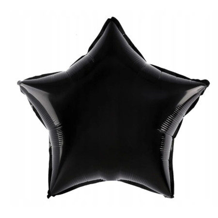Balon din Folie Metalizata, Cyrax, Figurina Stea, Model Simplu, Tematica Aniversare, 40 cm, Ambalaj Individual, Pai Inclus, Umflare cu Aer sau Heliu, Negru