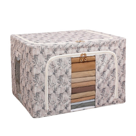 Cutie Depozitare,  66L, din Material Textil, 50 x 40 x 33 cm, pentru Haine si Lenjerii, Model Bambus, Galben