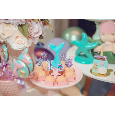 Set 6 Props-uri pentru Prajituri Sirena, Cyrax, Colectia Mermaid, Multicolor