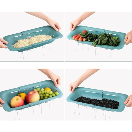 Cos pentru Scurgere Chiuveta de Bucatarie, Cyrax, Plastic, Telescopic, 36x20x5 cm, Verde