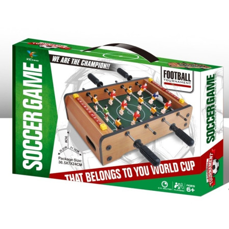 Masa de Fotbal cu Teren, Cyrax, fara Picioare, 4 Manere, Tablou de Scor, 36.5 x 24 x 7 cm, din Lemn/Otel/ABS, Maro