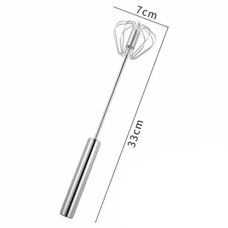 Mixer Manual, Cyrax, pentru Oua Smantana Frisca Aluat, Maner Otel Inoxidabil, Usor de Utilizat si Depozitat, 33 x 7 cm Argintiu