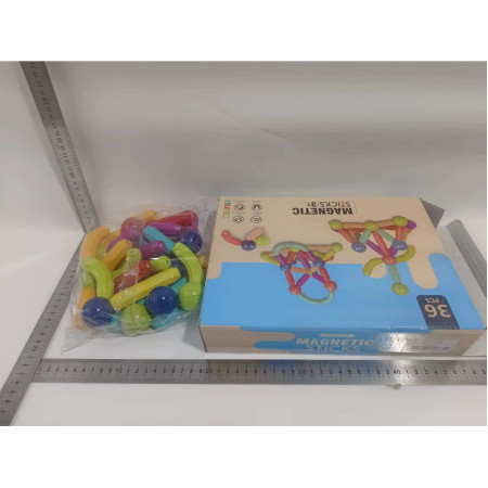 Set 36 piese magnetice de constructie, Cyrax, Forme geometrice, Multicolor