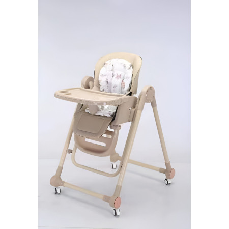 Scaun de Masa pentru Bebelusi si Copii, Cyrax, Tavita si Husa Detasabile, Multifuncțional, Stabil, Centura de Siguranta, Inaltime Ajustabila, Spatar Reglabil Moale, Balansoar, de la 6 Luni, Bej