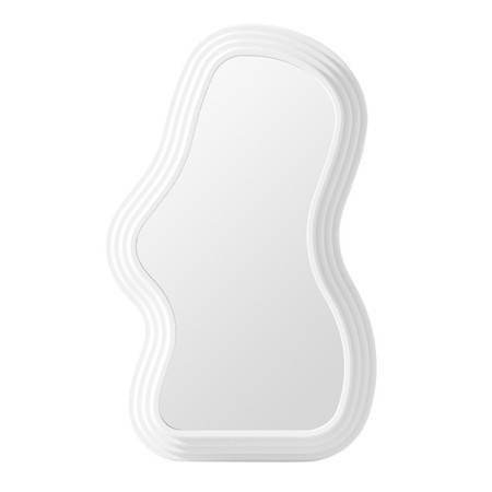 Oglinda de Perete,  Decorativa, pentru Baie, Dormitor, Sufragerie, Model Minimalist, Forma Asimetrica, 40.3x26 cm, Alb