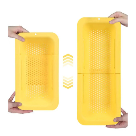Cos pentru Scurgere Chiuveta de Bucatarie, Cyrax, Plastic, Telescopic, 36x20x5 cm, Galben