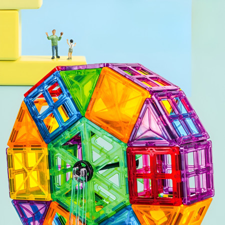 100-piece magnetic building block set, Cyrax, magnetic bricks, large, geometric shapes, 3 years old, ABS, magnets, 27.5*21.5*17 cm, multi-color