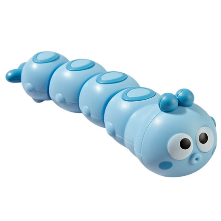 Jucarie mecanica pentru copii Cyrax, omida haioasa, material ABS, cu cheita, distractiva, se taraste, se misca, 15 x 4 cm, albastru