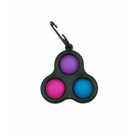 Cyrax Jucarie antistres, Pop it, tip breloc, triunghi, 8 cm, multicolor, Negru