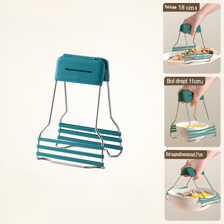 Clema pentru Boluri, Cyrax, Anti-Alunecare, din Silicon, de Uz Casnic, Rezistent la Temperaturi Inalte, 17.6x11.5x5.15cm, Verde