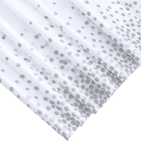 Fata de Masa, Cyrax, din PEVA, Imprimeu Buline, 137 x 274 cm, Impermeabila, Fara Pete, Curatare Rapida, Argintiu