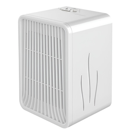 Mini Incalzitor pentru Birou,  Incalzire si Racire, 1000-1200W, cu Lumini, cu Maner, Lungime Cablu 1.5 m, 3 Trepte de Temperatura, 15.3x13.8x22.5 cm, Alb