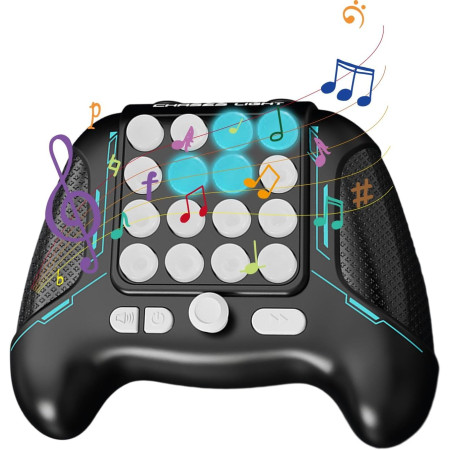 Jucarie Interactiva Pop It, Cyrax, Tip Consola, Anti-Stres, 5 Moduri de Joc, din ABS si Silicon, +3 Ani, Sunete si Lumini Model Controller, Negru