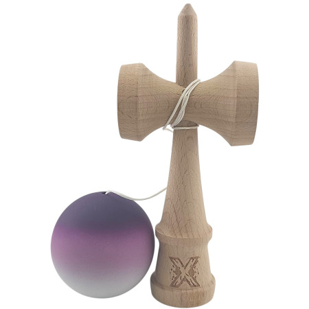 Kendama X Originala, Profesionala, Cyrax, din Lemn, Rubber Grip, 18 cm, Negru/Maro/Alb