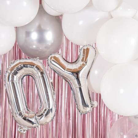 Balon Folie Metalizata Litera Y, Cyrax, 80 cm, Umflati cu Heliu sau Aer, Ambalaj Individual, Pai inclus, Argintiu