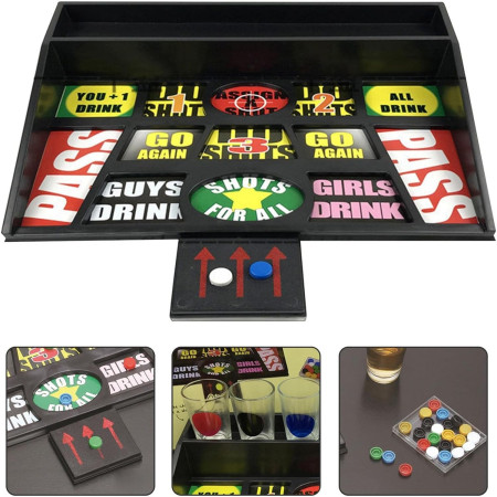 Joc de baut cu banuti Cyrax, Pahare de Shot din Sticla Incluse, distractiv si interactiv, 23x28 cm, multicolor