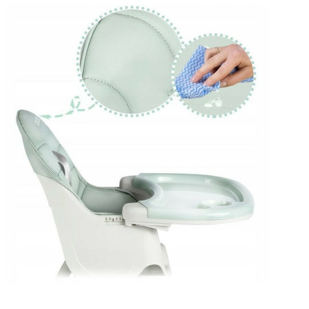 Scaun de Masa pentru Bebelusi si Copii, Cyrax, cu Roti, Telescopic, Pliabil, Masuta Reglabila, Suport Picioare, Scaun cu Invelis Piele Artificiala, Centura Siguranta, Spatiu Depozitare, 97x73x65 cm, Verde