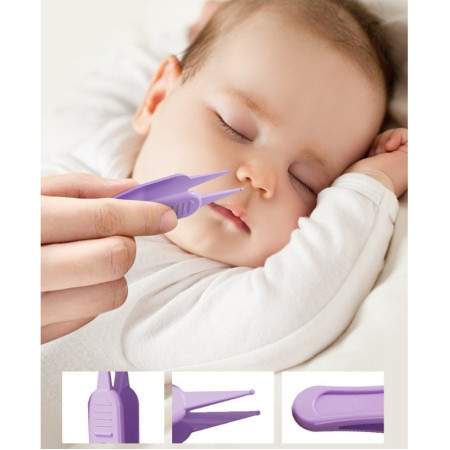 Set 4in1 de Ingrijire Unghii pentru Bebelusi, Cyrax, Cutie de Depozitare Transparenta, 0-6 Ani, 13.6x8x2 cm, Mov