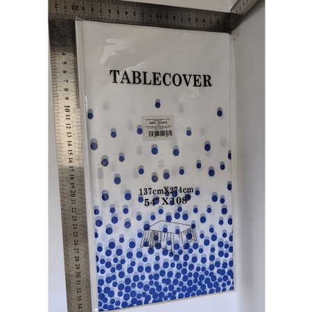 Fata de Masa, Cyrax, din PEVA, Imprimeu Buline, 137 x 274 cm, Impermeabila, Fara Pete, Curatare Rapida, Albastru