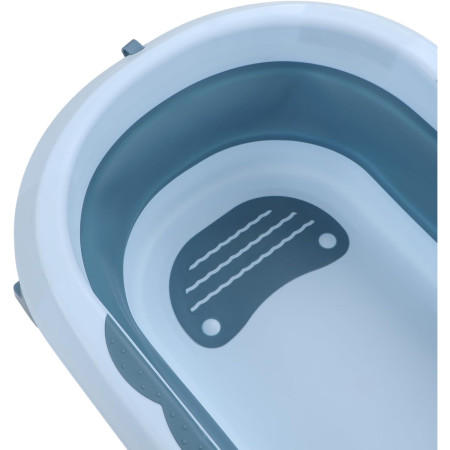 Cada de Baie, Cyrax, pentru Copii 0 luni - 6 Ani, cu Termometru, Pliabila, Perna Suport Inclusa, din Plastic, 81.5 x 49 x 21.5 cm, Albastru